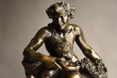 Claude Michel Clodion Large mid 19thc bronze Satyr and faun group - 4799872