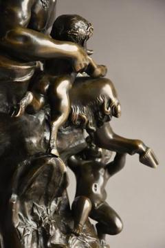 Claude Michel Clodion Large mid 19thc bronze Satyr and faun group - 4799874