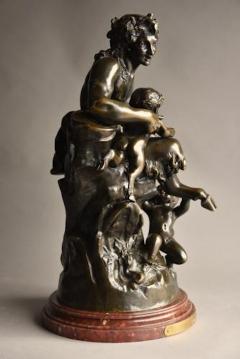 Claude Michel Clodion Large mid 19thc bronze Satyr and faun group - 4799876