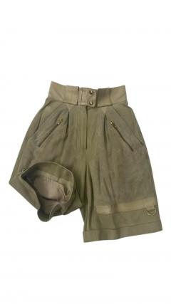 Claude Montana Claude Montana x IDEAL CUIR tan leather runway bomber and bermuda shorts - 4096858