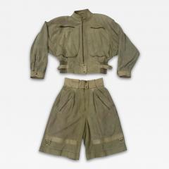 Claude Montana Claude Montana x IDEAL CUIR tan leather runway bomber and bermuda shorts - 4099626