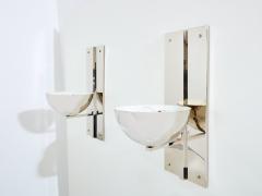Claude Parent modernist nickel steel wall lights 1992 - 4557299