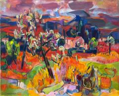 Claude Schurr Vintage Claude Schurr Monumental Abstract Oil Painting on Canvas - 4613887