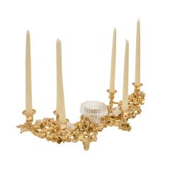 Claude Victor Boeltz Boeltz Candelabra Centerpiece in Gold with Rock Crystals 1970s Signed  - 3069636