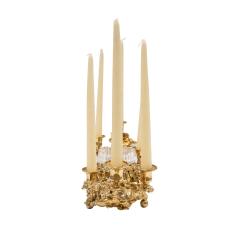 Claude Victor Boeltz Boeltz Candelabra Centerpiece in Gold with Rock Crystals 1970s Signed  - 3069642