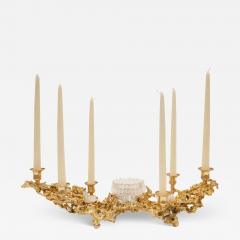 Claude Victor Boeltz Boeltz Candelabra Centerpiece in Gold with Rock Crystals 1970s Signed  - 3074666