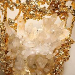 Claude Victor Boeltz Claude Boeltz 24kt Gold Plated Exploded Bronze V Shape Sconces w Rock Crystals - 4142412
