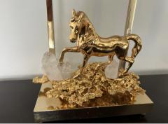 Claude Victor Boeltz Claude Victor Boeltz French 1970s Gold Crystal Horse Table Lamps - 3186116
