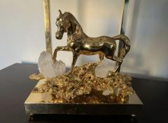 Claude Victor Boeltz Claude Victor Boeltz French 1970s Gold Crystal Horse Table Lamps - 3186120