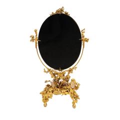 Claude Victor Boeltz Claude Victor Boeltz Rare Vanity Mirror in Gold with Rock Crystals 1983 Signed  - 3068823