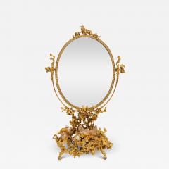 Claude Victor Boeltz Claude Victor Boeltz Rare Vanity Mirror in Gold with Rock Crystals 1983 Signed  - 3074665