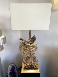 Claude Victor Boeltz Gilt Bronze Lamp with Rock Quartz Crystal and Brass by Boeltz France 1970s - 1654411