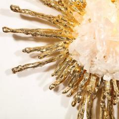 Claude Victor Boeltz Modernist 24 Karat Gold Exploded Starburst Sconce w Quartz by Claude Boeltz - 3409209