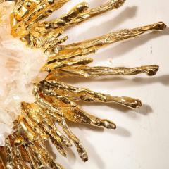 Claude Victor Boeltz Modernist 24 Karat Gold Exploded Starburst Sconce w Quartz by Claude Boeltz - 3409210