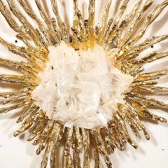 Claude Victor Boeltz Modernist 24 Karat Gold Exploded Starburst Sconce w Quartz by Claude Boeltz - 3409228
