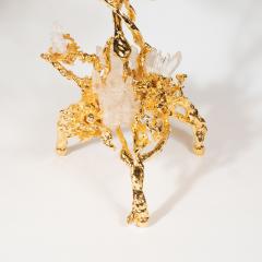 Claude Victor Boeltz Pair of 24kt Gold Double Branch Candlesticks with Rock Crystals Claude Boeltz - 1560959