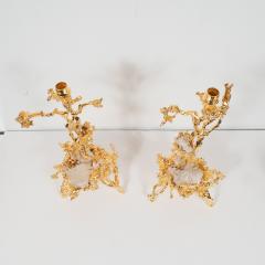 Claude Victor Boeltz Pair of Branch Form 24 Karat Gilded Bronze Candlesticks by Claude Boeltz - 1561011