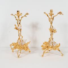 Claude Victor Boeltz Pair of Branch Form 24 Karat Gilded Bronze Candlesticks by Claude Boeltz - 1561024