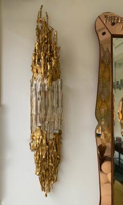 Claude Victor Boeltz Pair of Bronze Murano Glass Sconces by Claude Victor Boeltz France 1970s - 1227058