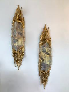 Claude Victor Boeltz Pair of Bronze Sconces Murano Glass by Claude Victor Boeltz France 1970s - 968414