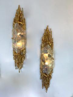 Claude Victor Boeltz Pair of Bronze Sconces Murano Glass by Claude Victor Boeltz France 1970s - 968416