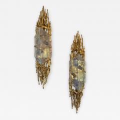 Claude Victor Boeltz Pair of Bronze Sconces Murano Glass by Claude Victor Boeltz France 1970s - 968813