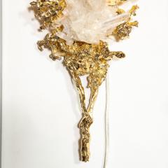 Claude Victor Boeltz Pair of Claude Boeltz 24kt Gold Plated Exploded Bronze Sconces w Rock Crystals - 1802255