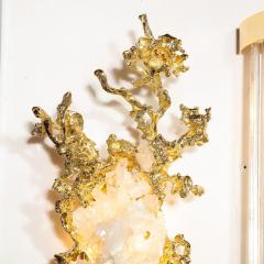 Claude Victor Boeltz Pair of Claude Boeltz 24kt Gold Plated Exploded Bronze Sconces w Rock Crystals - 1802256