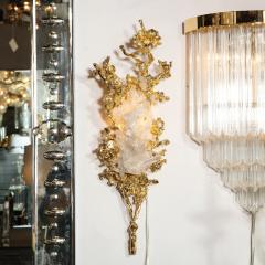 Claude Victor Boeltz Pair of Claude Boeltz 24kt Gold Plated Exploded Bronze Sconces w Rock Crystals - 1802257