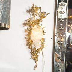 Claude Victor Boeltz Pair of Claude Boeltz 24kt Gold Plated Exploded Bronze Sconces w Rock Crystals - 1802261