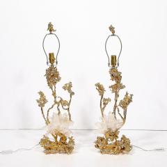 Claude Victor Boeltz Pair of Exploded Bronze 24K Gold w Rock Crystal Table Lamps by Claude Boeltz - 4142266
