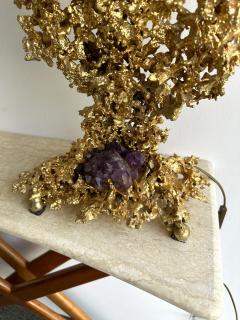 Claude Victor Boeltz Pair of Gilt Bronze Amethyst Lamps by Boeltz France 1970s - 3533287