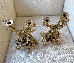 Claude Victor Boeltz Pair of Gilt Bronze Candlesticks by Boeltz France 1970s - 2555714