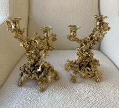 Claude Victor Boeltz Pair of Gilt Bronze Candlesticks by Boeltz France 1970s - 2555753