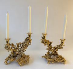 Claude Victor Boeltz Pair of Gilt Bronze and Quartz Candlesticks by Boeltz France 1970s - 4467060