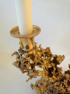 Claude Victor Boeltz Pair of Gilt Bronze and Quartz Candlesticks by Boeltz France 1970s - 4467061