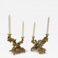 Claude Victor Boeltz Pair of Gilt Bronze and Quartz Candlesticks by Boeltz France 1970s - 4467333