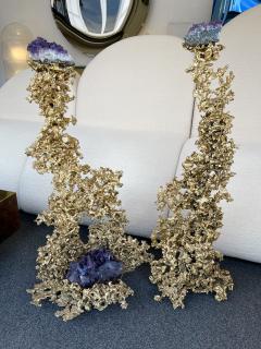 Claude Victor Boeltz Pair of Large Gilt Bronze and Amethyst Sculpture by Boeltz France 1970s - 2060969