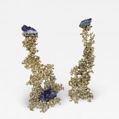 Claude Victor Boeltz Pair of Large Gilt Bronze and Amethyst Sculpture by Boeltz France 1970s - 2065011