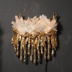 Claude Victor Boeltz Pair of Modernist Sconces in Exploded 24K Gilt Bronze Crystal by Claude Boeltz - 3473784