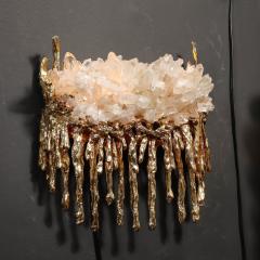 Claude Victor Boeltz Pair of Modernist Sconces in Exploded 24K Gilt Bronze Crystal by Claude Boeltz - 3473791