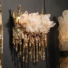 Claude Victor Boeltz Pair of Modernist Sconces in Exploded 24K Gilt Bronze Crystal by Claude Boeltz - 3473792