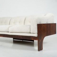 Claudio Salocchi Mid Century Sofa Oriolo by Claudio Salocchi for Sormani Wood and White Fabric - 4323958