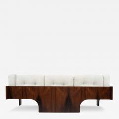 Claudio Salocchi Mid Century Sofa Oriolo by Claudio Salocchi for Sormani Wood and White Fabric - 4326615
