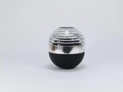 Claus Josef Riedel Riedel x Mesa Design Ball Vase Black Crystal Glass Silver Post Modern Italy - 4067937