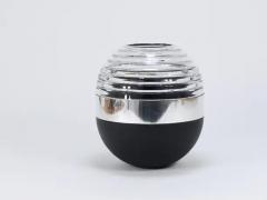 Claus Josef Riedel Riedel x Mesa Design Ball Vase Black Crystal Glass Silver Post Modern Italy - 4067939