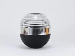 Claus Josef Riedel Riedel x Mesa Design Ball Vase Black Crystal Glass Silver Post Modern Italy - 4067940