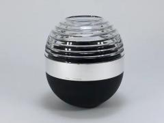 Claus Josef Riedel Riedel x Mesa Design Ball Vase Black Crystal Glass Silver Post Modern Italy - 4067941