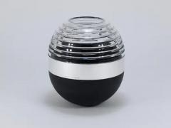 Claus Josef Riedel Riedel x Mesa Design Ball Vase Black Crystal Glass Silver Post Modern Italy - 4068009