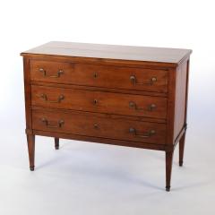 Clean Lined Cherry Wood Three Drawer Commode With Brass Hardware - 1363588